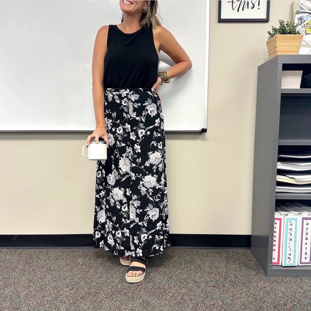 Wild Fable Black and White Floral Maxi Skirt